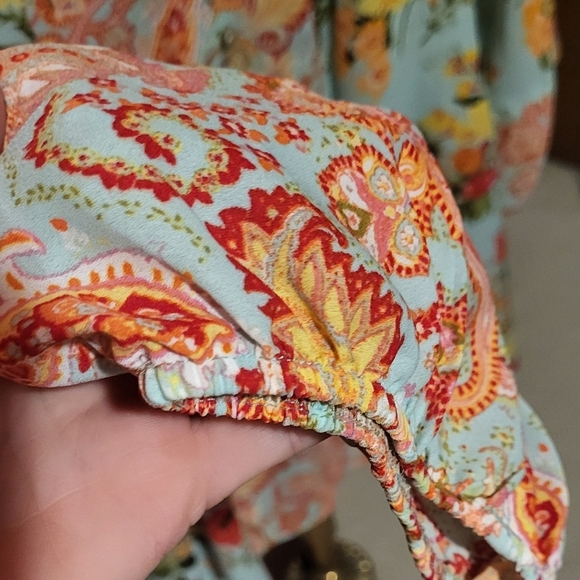 Figueroa & Flower Blue‎ V Neck Boho Floral & Paisley Tunic Style Shirt Size XL - Picture 5 of 7
